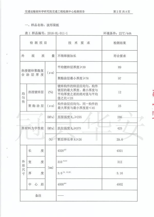 噴塑波形護(hù)欄檢測(cè)報(bào)告